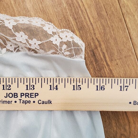 NWOT Vtg Val Mode 2 Pc Peignoir Set Sz XS Blue White Lace Trim 60’s Sheer Robe - Picture 12 of 13